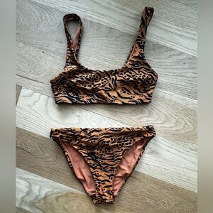 H&M Tiger Print Bikini Set in Black and Tan size 2 & 4 Small XS